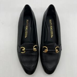 Naturalizer Women's Shoes Size 7.5 Medium Leather Loafers Black Shoes